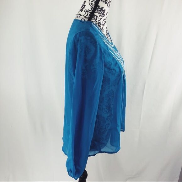 Ariat Sheer Embroidered Babydoll Peasant Top - Picture 4 of 7